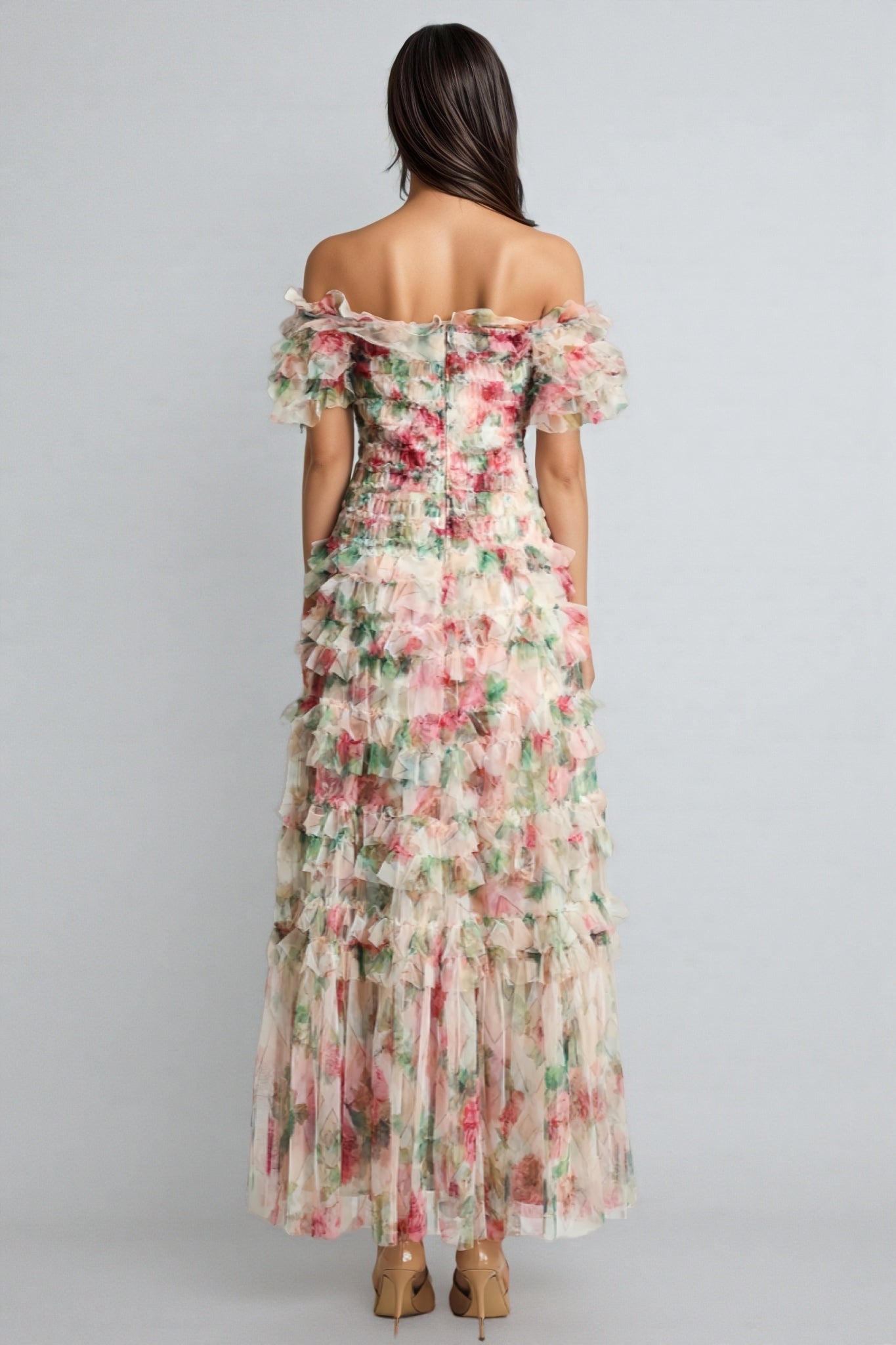 Sina Floral Strapless Mesh Maxi Dress - View 5