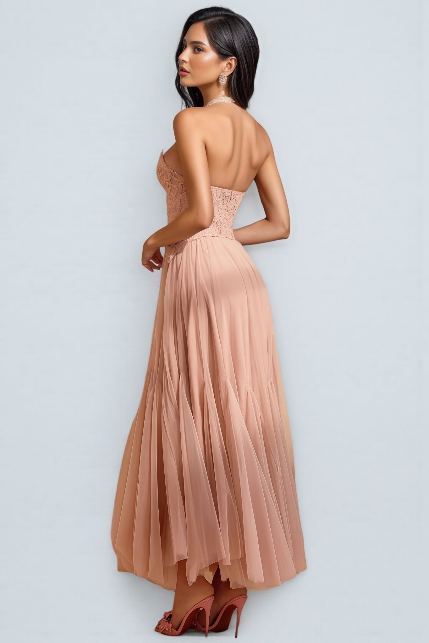 Nhucha Strapless Lace Mesh Maxi Dress - View 6