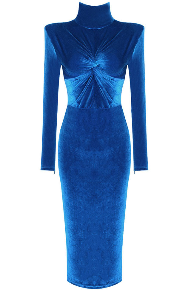 Velvet Long Sleeve Ruched Bodycon Maxi Dress Party