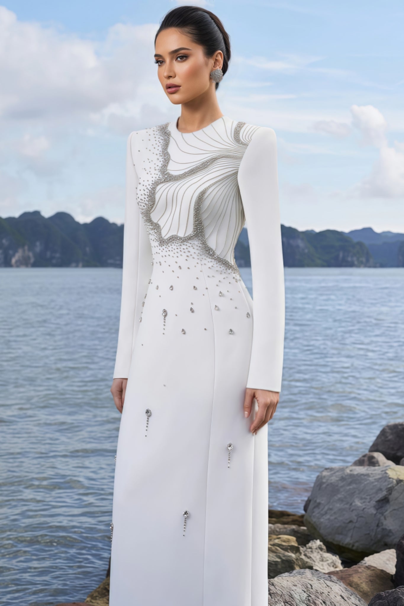 Lalie Floral Crystal Embellished Maxi Dress - View 4