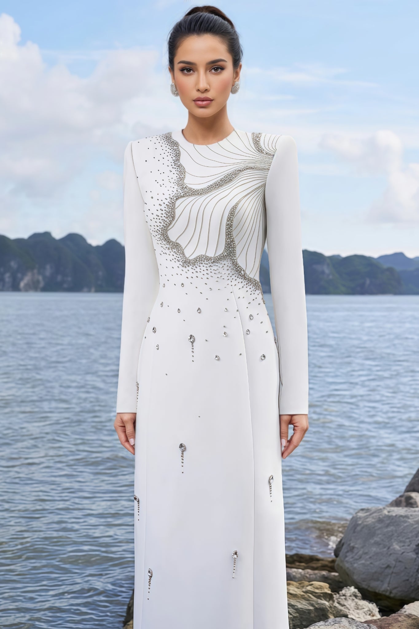 Lalie Floral Crystal Embellished Maxi Dress - View 3
