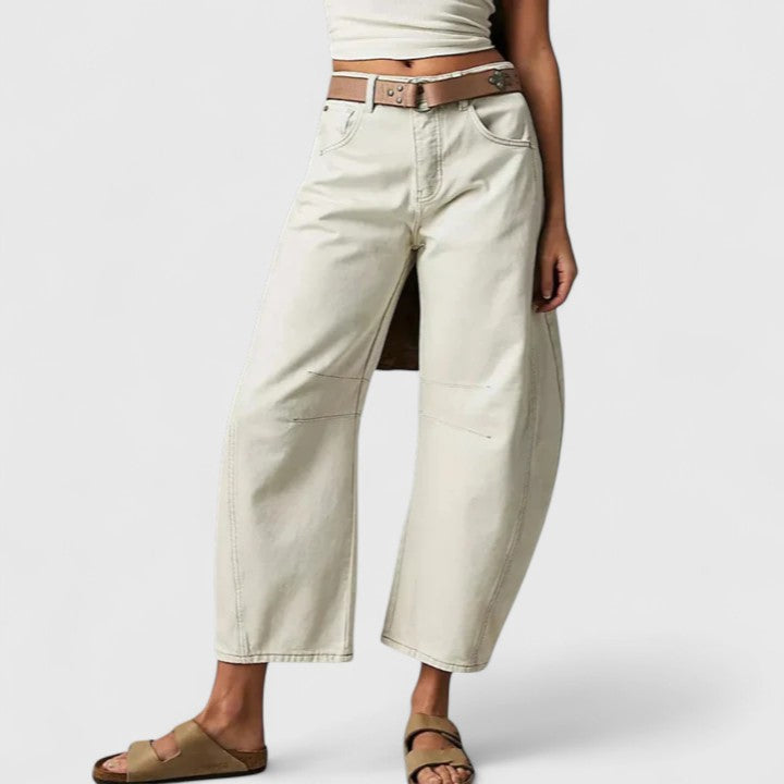 High Waist Faded Barrel Leg Jeans