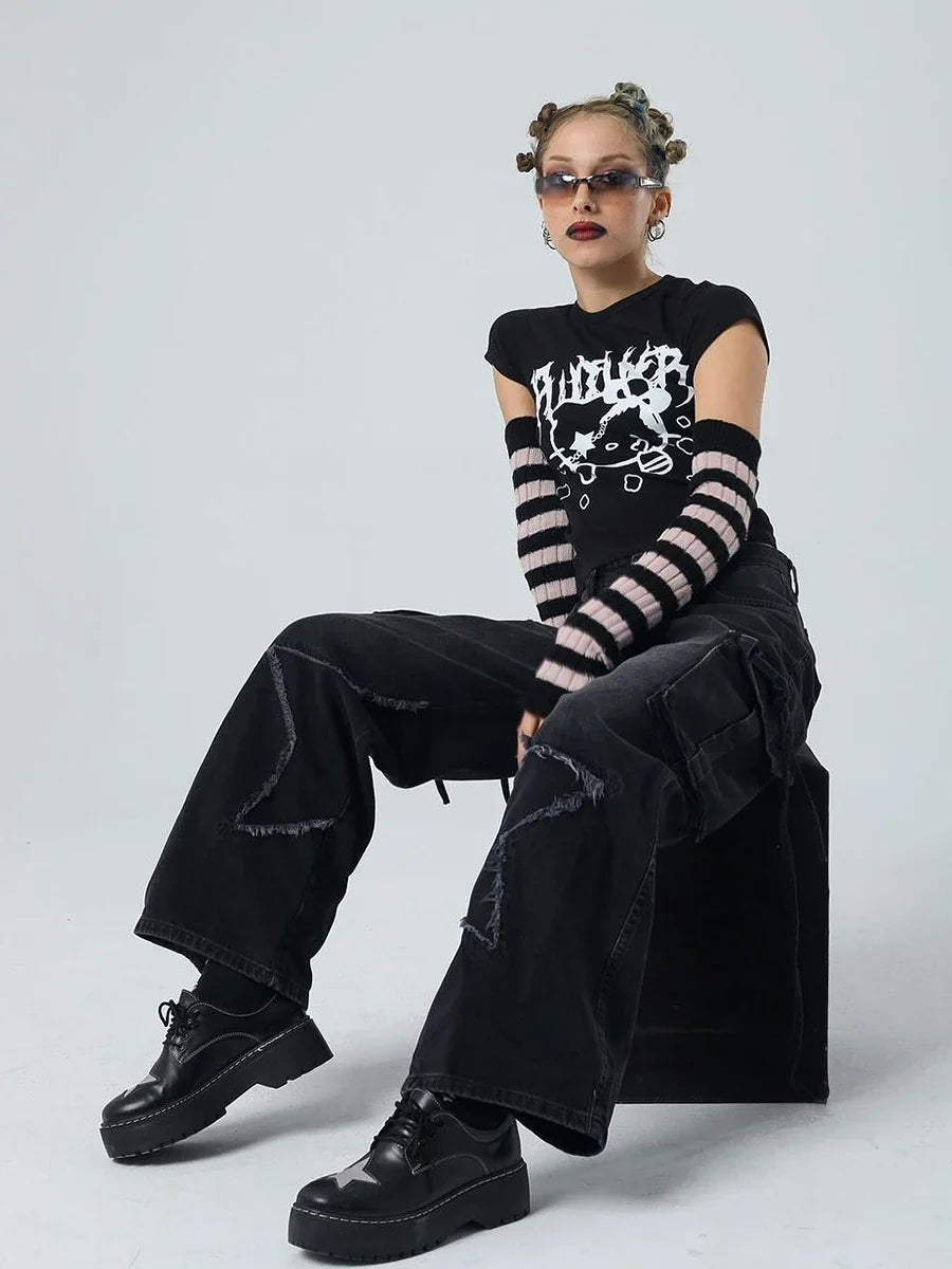 Vintage Y2K Bandage Pockets Cargo Baggy Pant