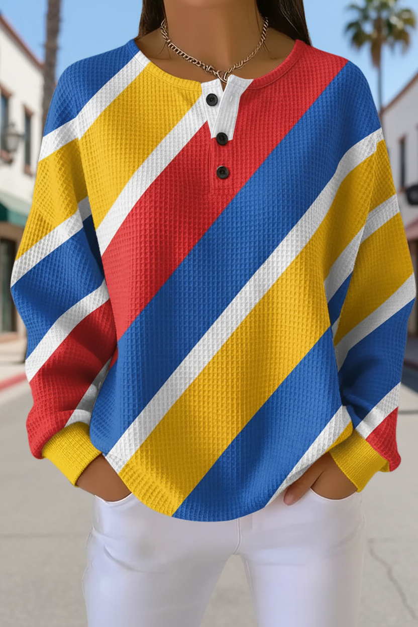 Women's Gradient Casual Waffle Sweatshirt
