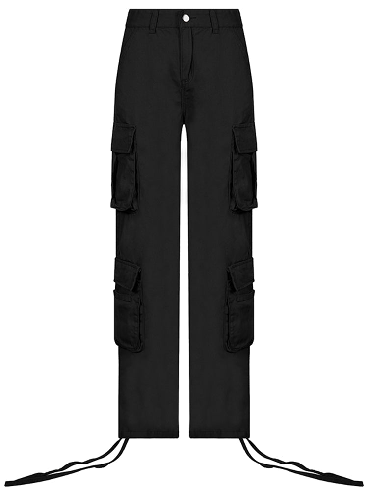 Low Rise Multi Pocket Baggy Drawstring Hem Cargo Pants 4