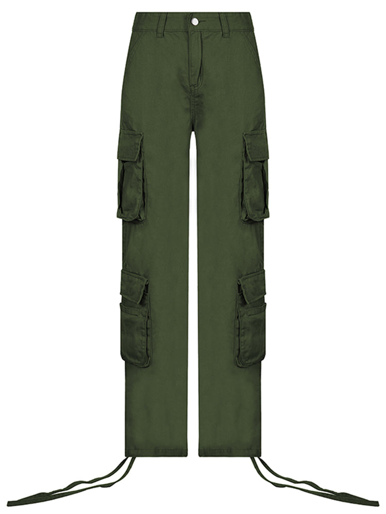 Low Rise Multi Pocket Baggy Drawstring Hem Cargo Pants 7