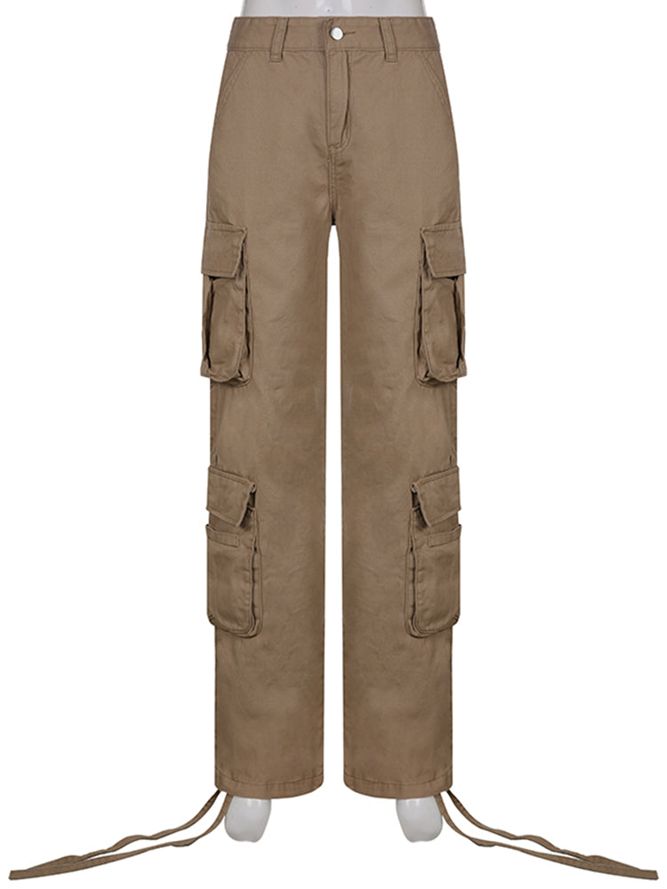 Low Rise Multi Pocket Baggy Drawstring Hem Cargo Pants 5