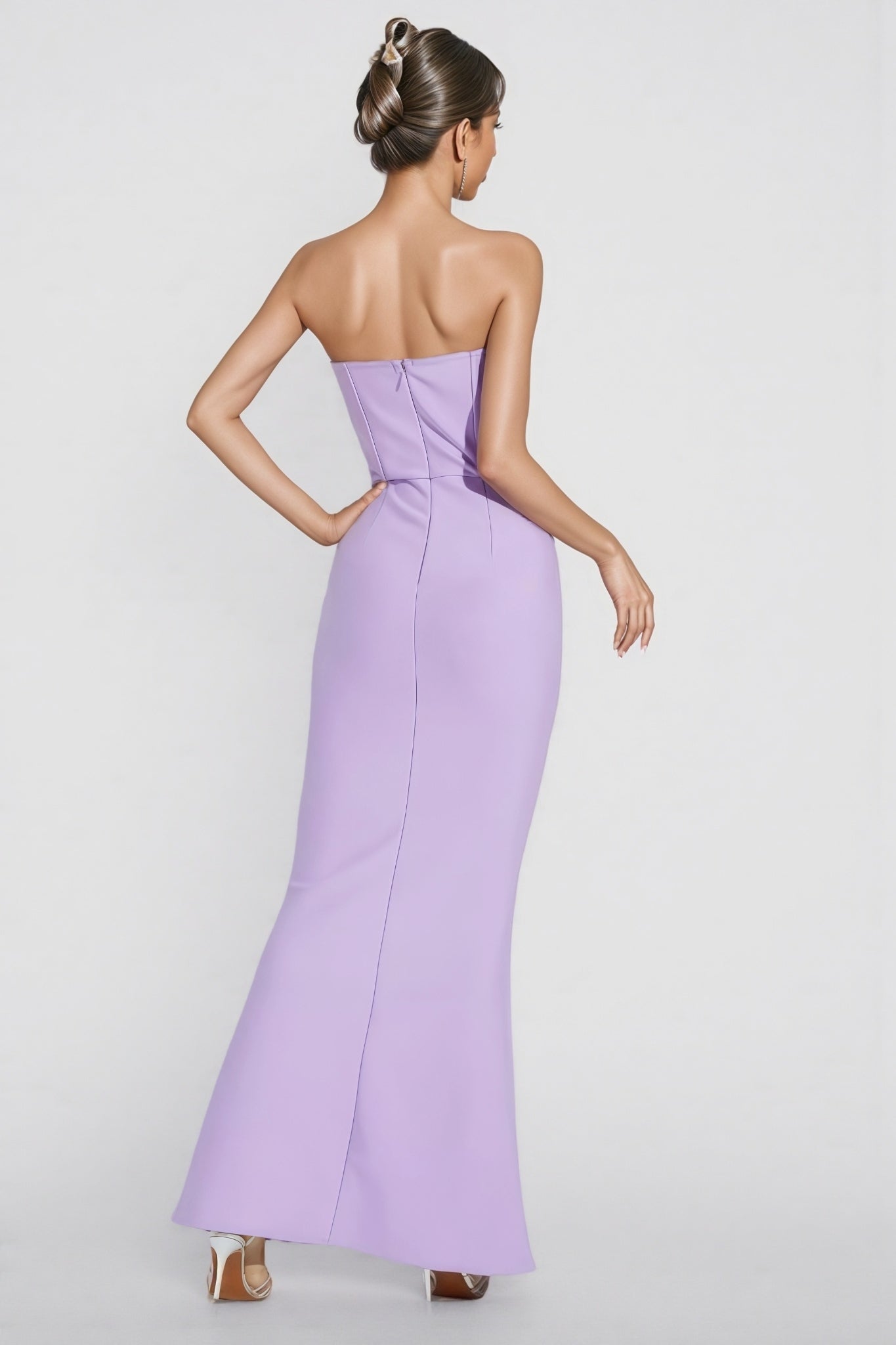 Pearl Beaded Strapless Sweetheart Corset Bandage Maxi Gown