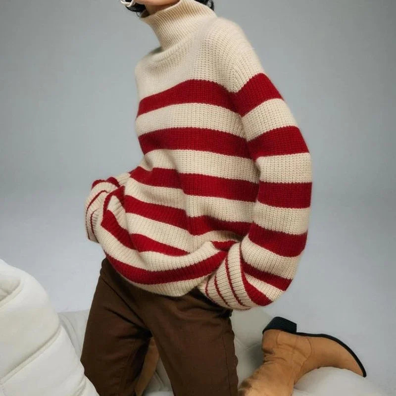 Red Striped Thick Y2k Sweater