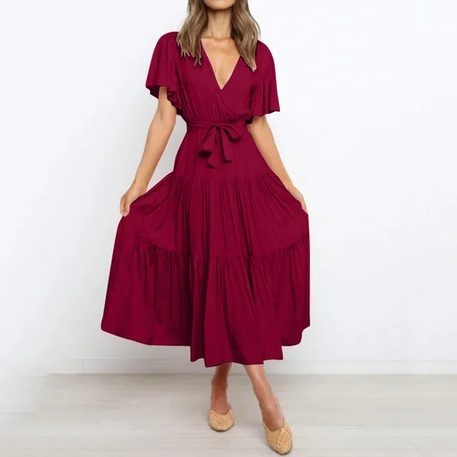 Cupaima Maxi Dress with a Deep V-neck for Women Timeless Daily Style
