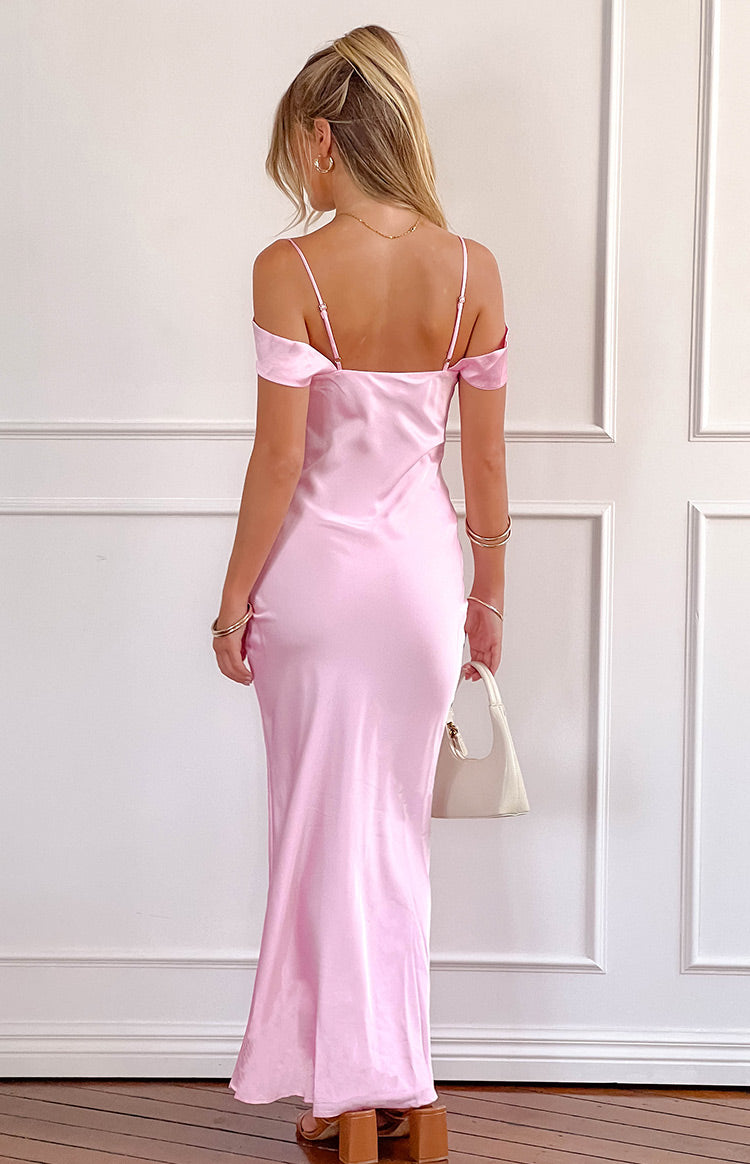 Satin Cowl Neck Off Shoulder Cami Strap Maxi Dress 11