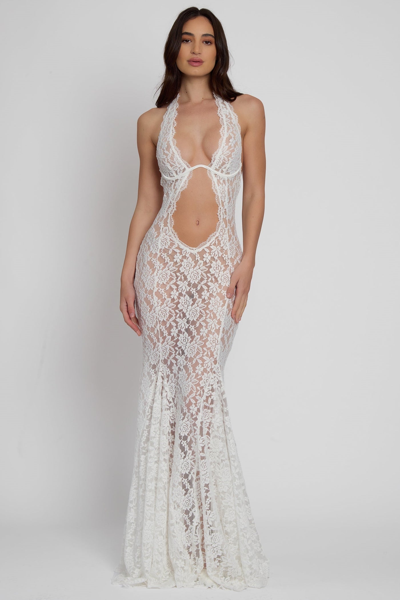 Frederica Halter Cutout Lace Maxi Dress 4