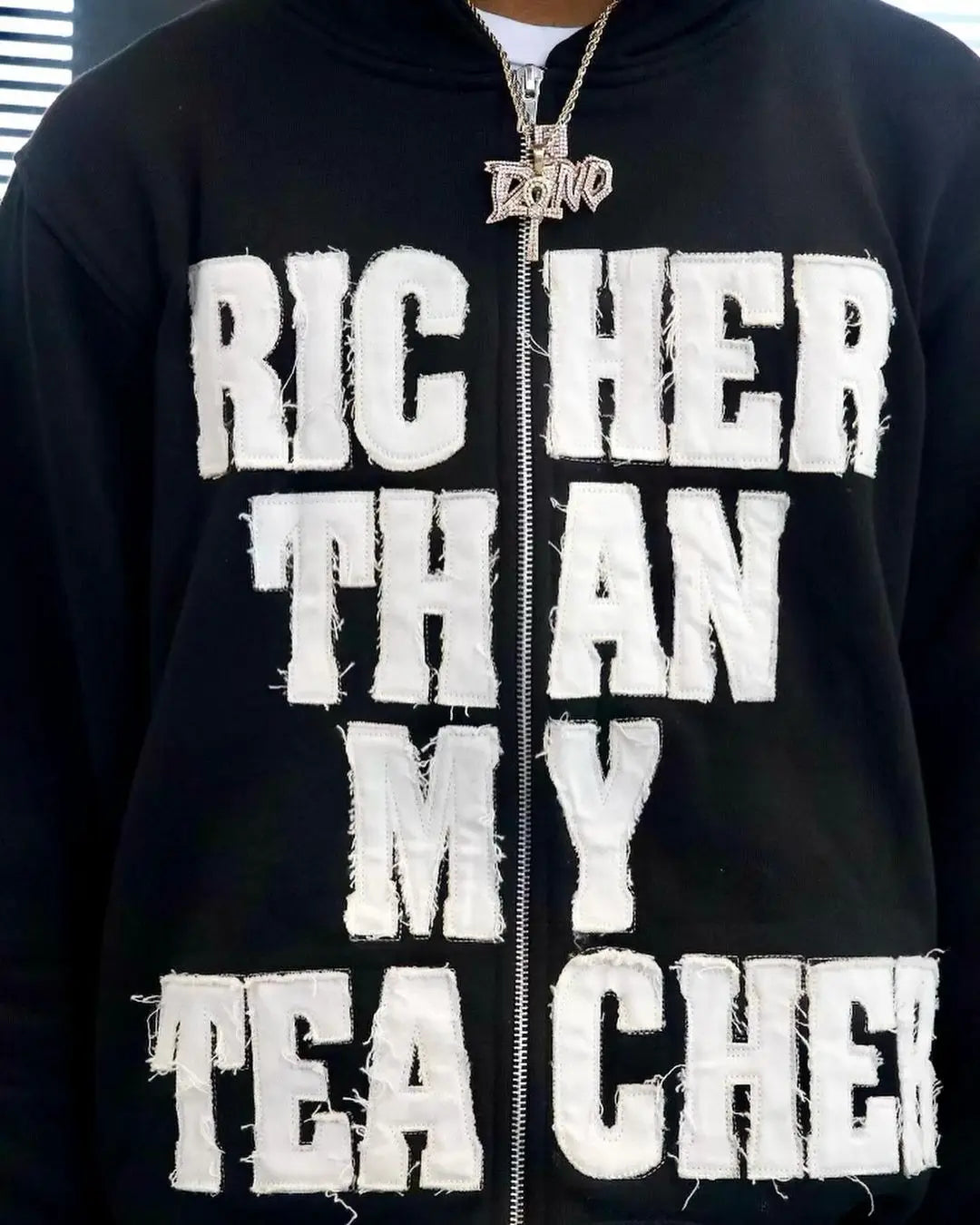 Bold Slogan Letter Print Zip Up Cropped Hoodie 4