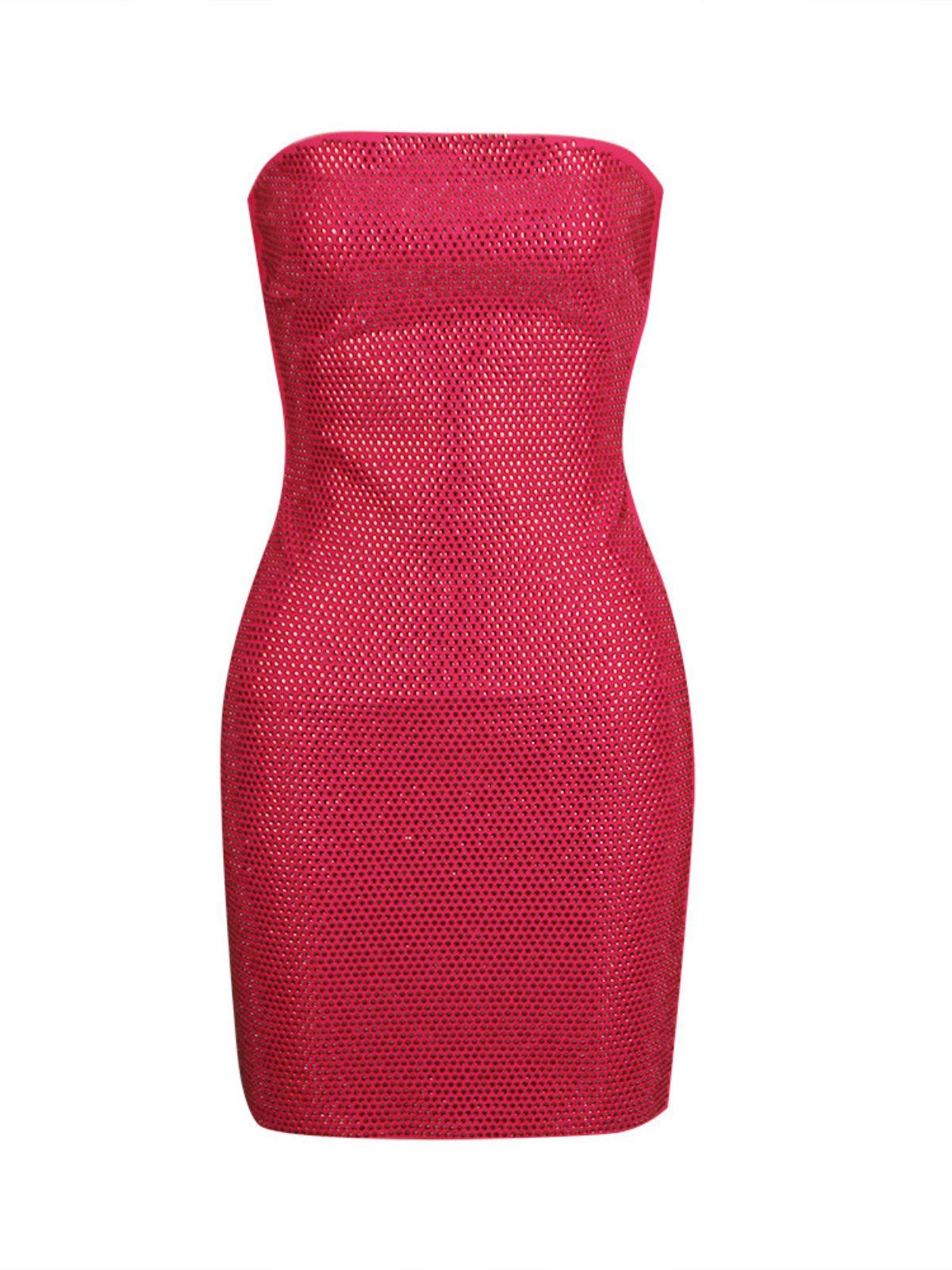 Rhinestone Strapless Tube Bodycon Mini Party Dress
