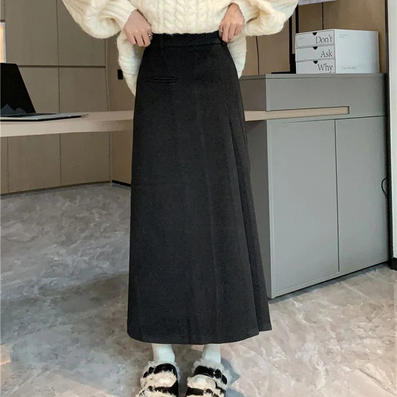 Vintage Pleated College Style High Waist ALine Skirt
