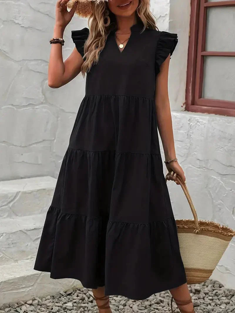 Silvia Womens Ruffle Dress Vintage Inspired Dress with Premium Casual Styling