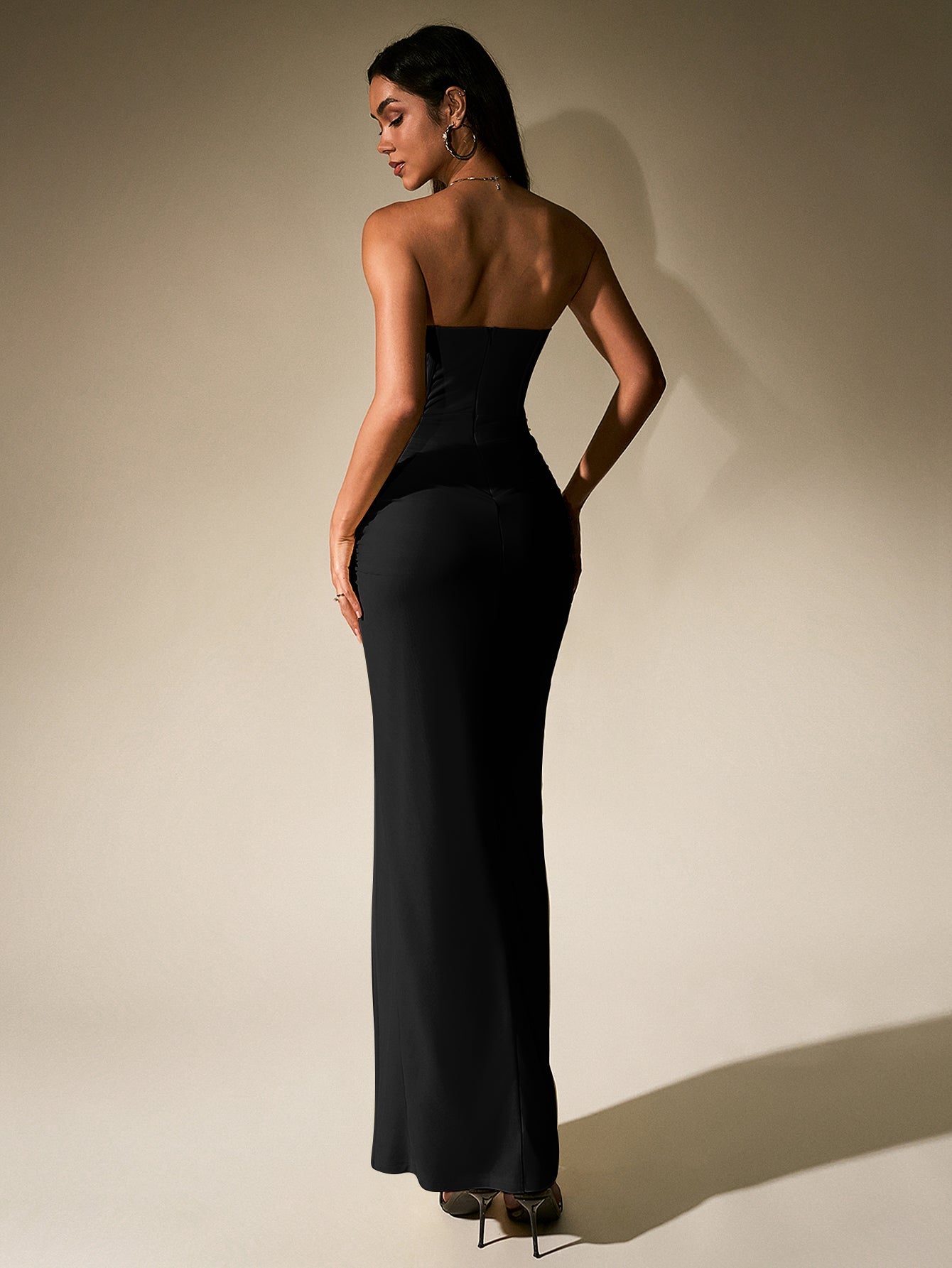 Ruched Corset Split Hem Mesh Tube Dress - View 6