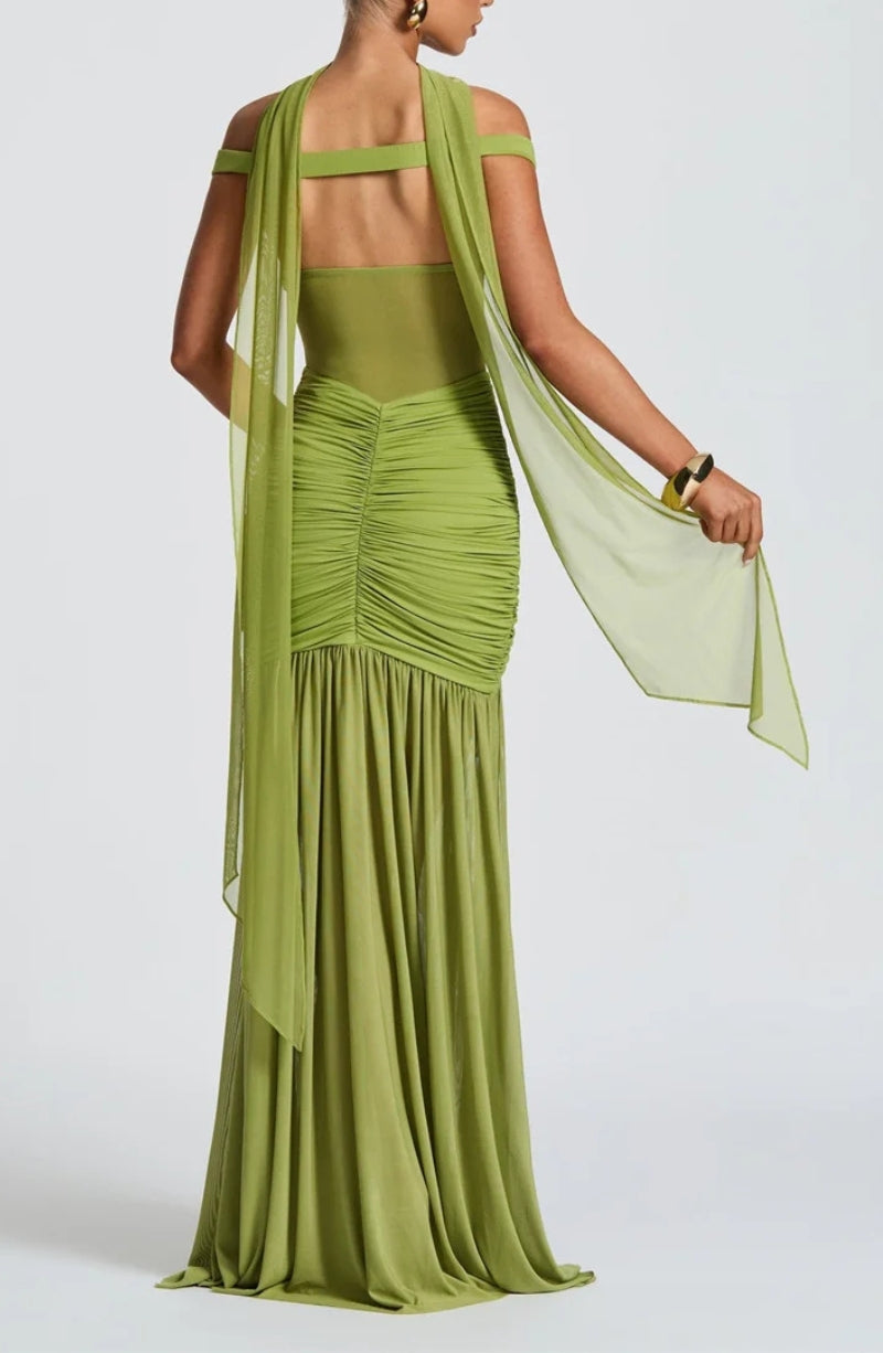 Ruched Mesh Maxi Dress - View 2