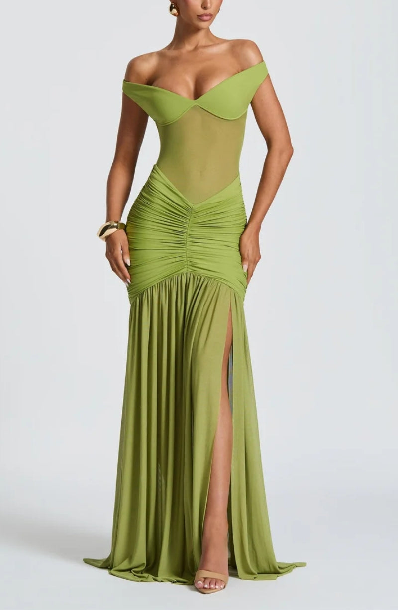 Ruched Mesh Maxi Dress - View 3