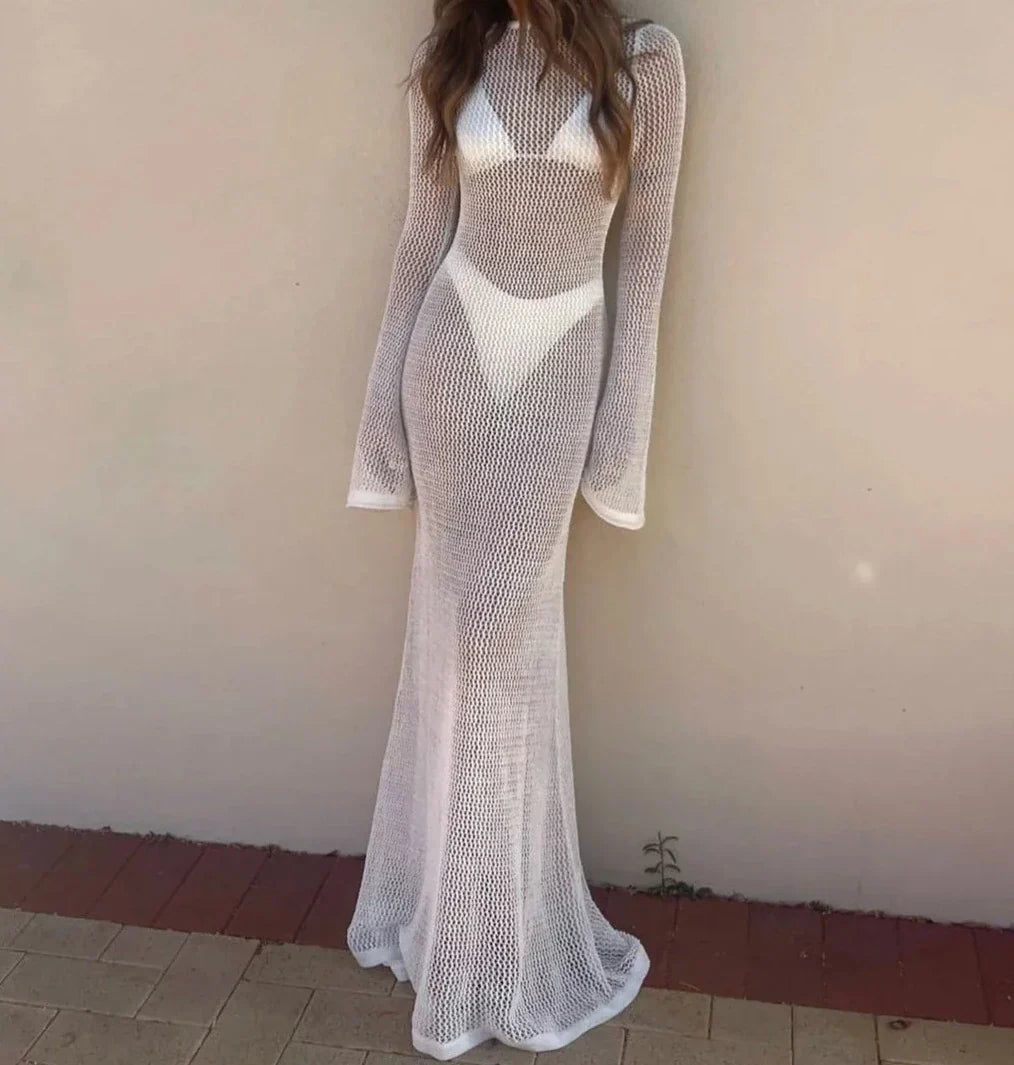 YASMIN KNITTED MAXI DRESS White