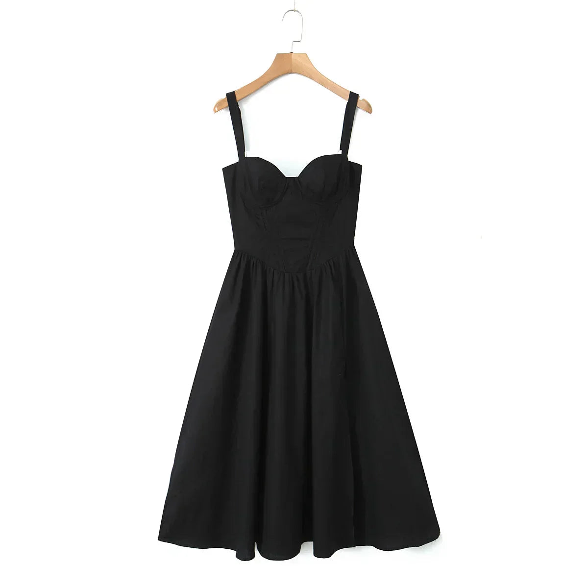 Corset Sweetheart Neck Spaghetti Strap High Split Midi Dress