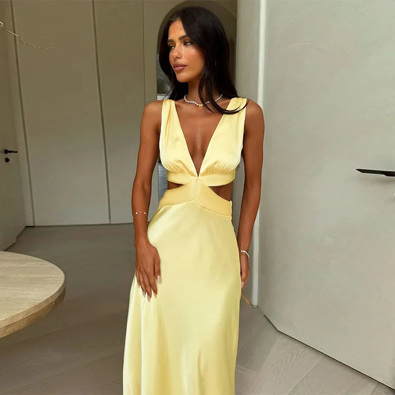 Hollow Edition Slit High Waist Maxi Party Dress