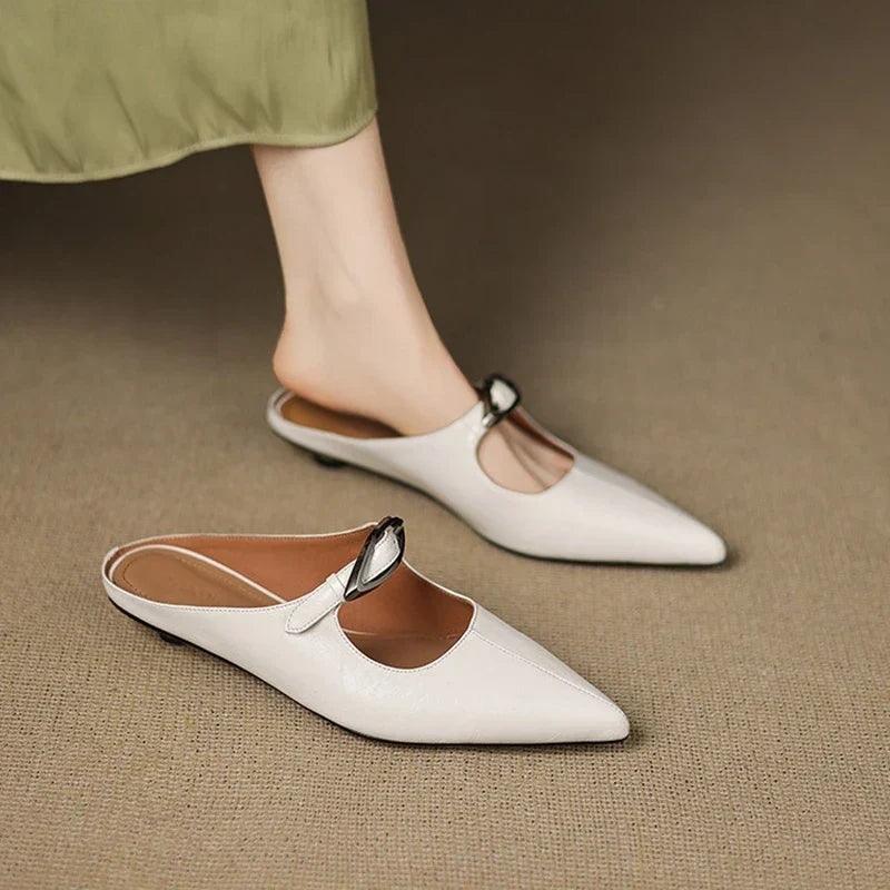 Pointed Toe Buckle Strap Low Heel Mary Jane Pumps