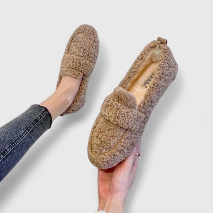 Fuzzy Teddy Slip On Loafer Flats