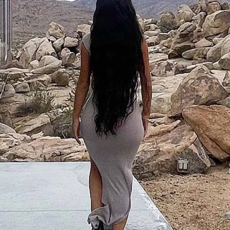 Slit Strapless Backless Maxi Party Dress 2