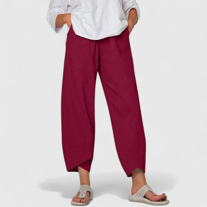 High Waist Relaxed Wide Leg Tulip Hem Pants