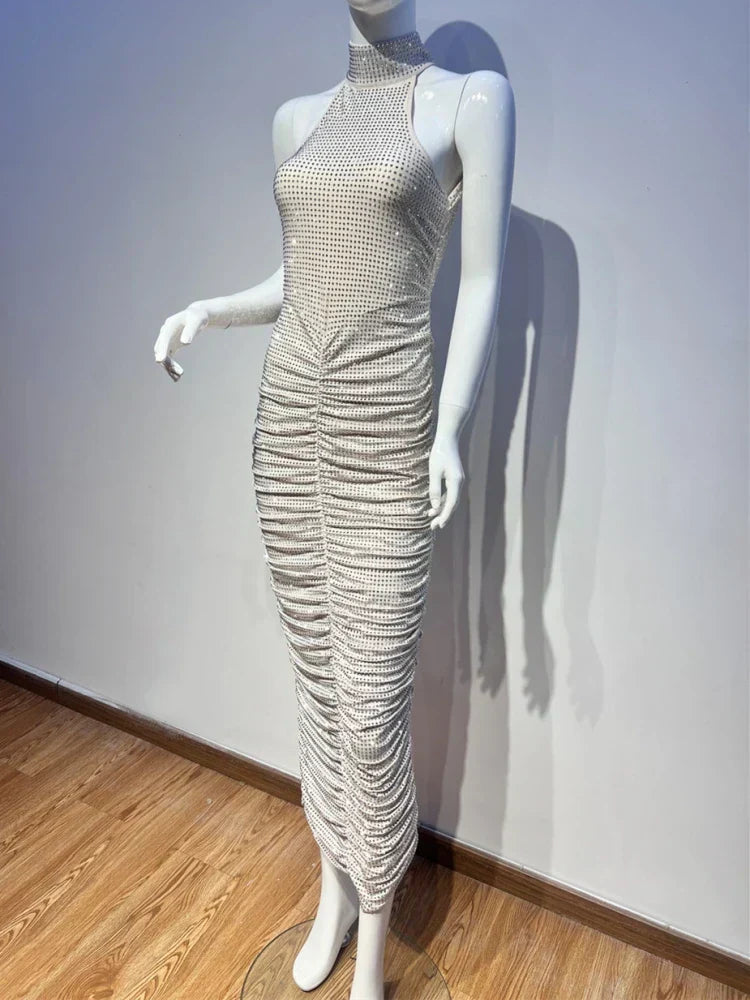 Halter Neck Bodycon Maxi Dress - View 8