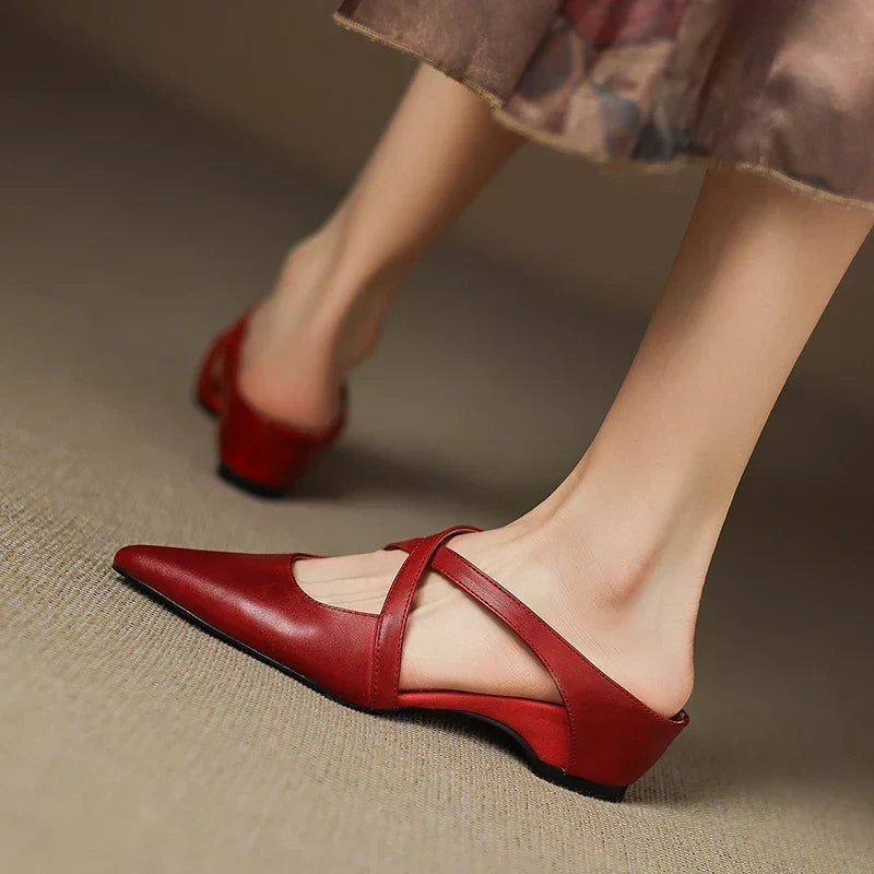 Pointed Toe Cross Strap Flats