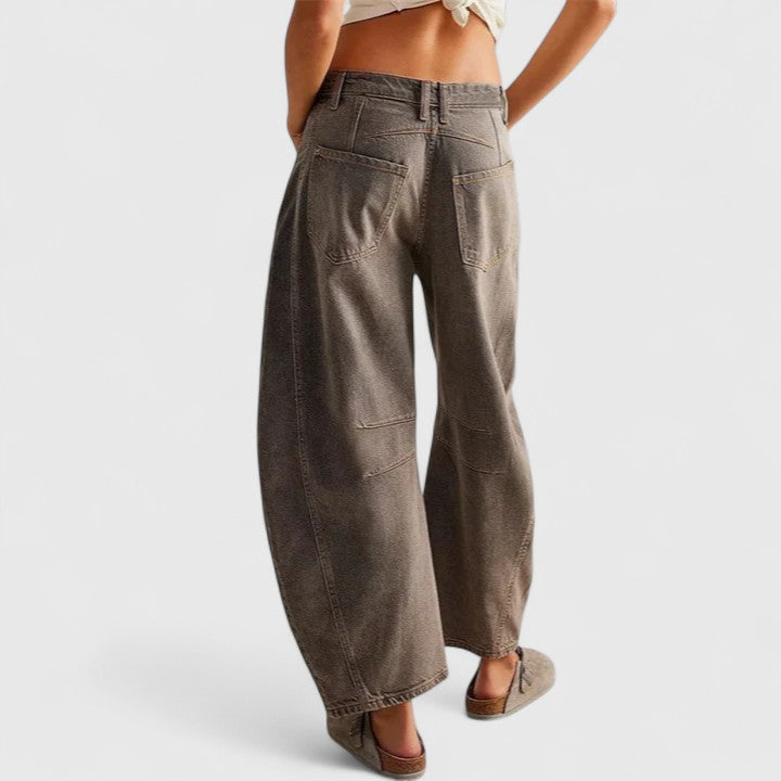 High Waist Faded Barrel Leg Jeans