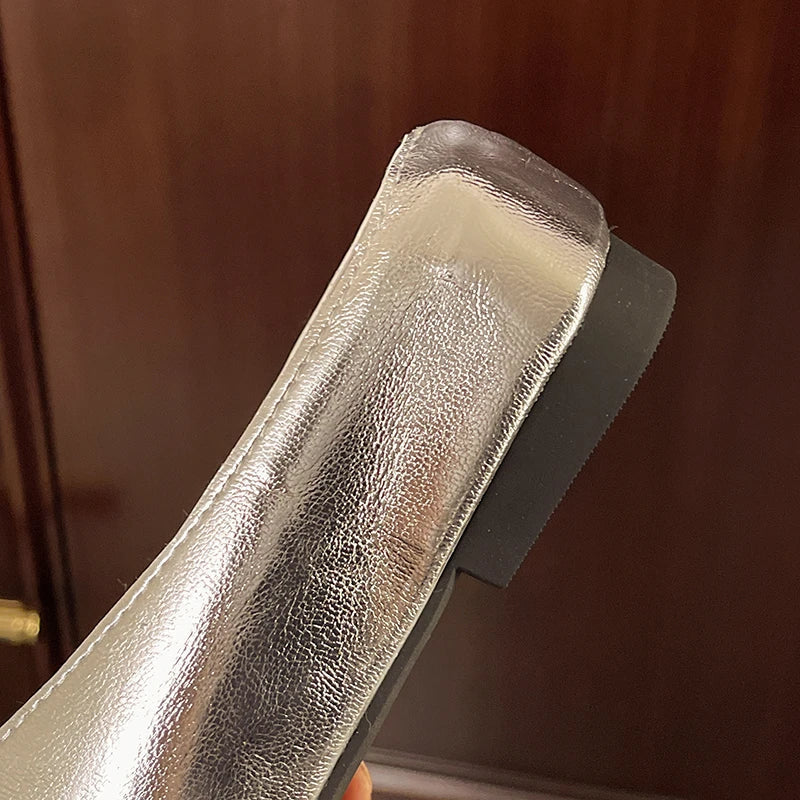 Metallic Square Toe Flat Mules