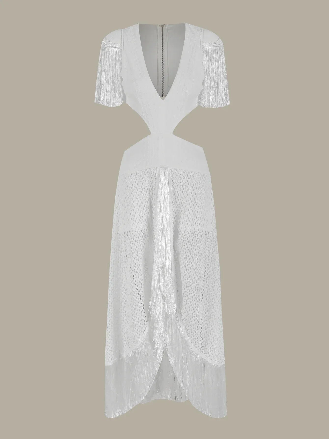 Deep V - Neck Tassel Long Party Dress