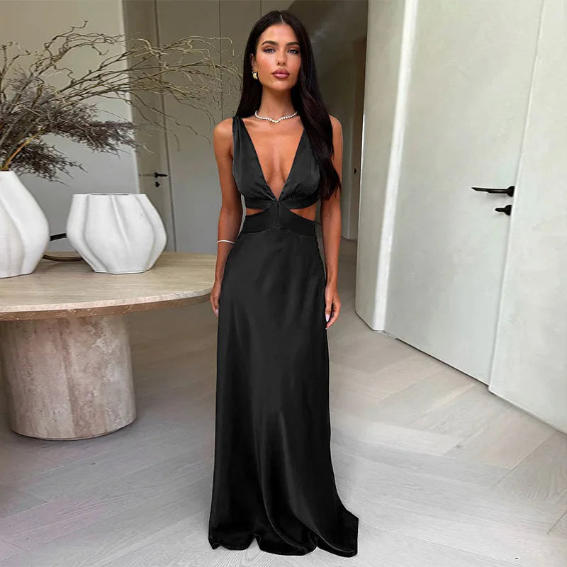 Hollow Edition Slit High Waist Maxi Party Dress
