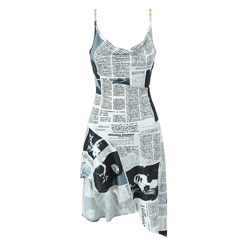 HANA NEWSPAPER MINI DRESS