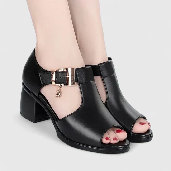 Open Toe T-Strap Zip Wedge Sandals