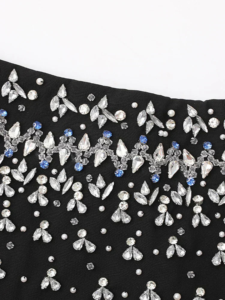 Sequin Beaded Strapless Fit and Flare Mini Party Dress