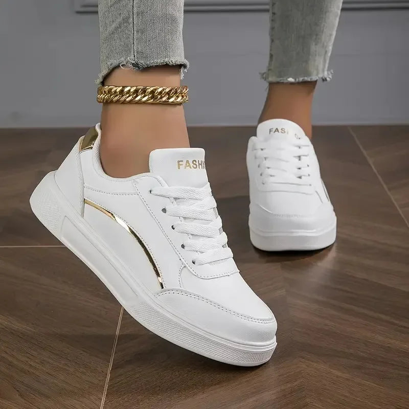Lace Up Metallic Accent Low Top Sneakers