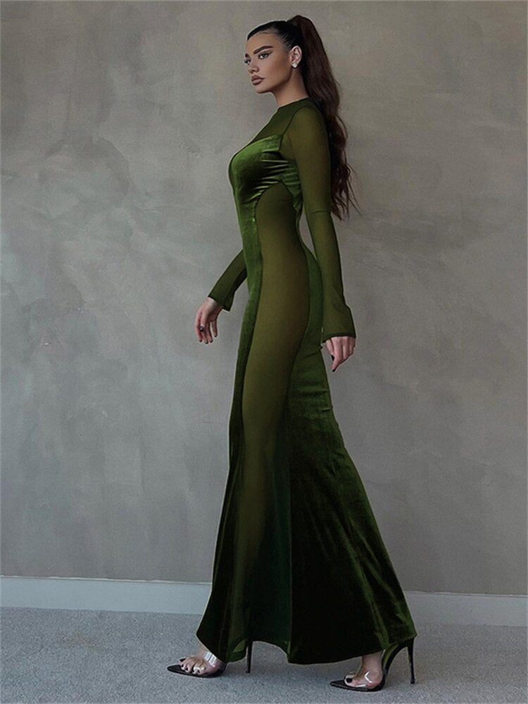 Patchwork Sheer Mesh Dress