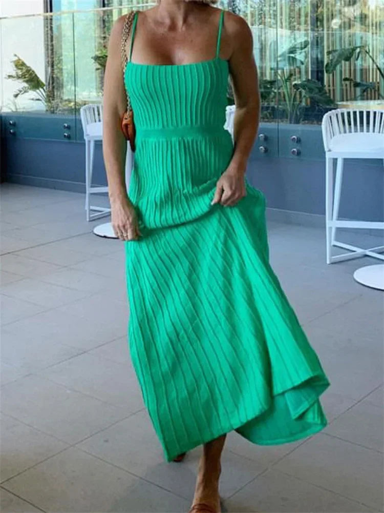 FREYA RIBBED MAXI DRESS Green