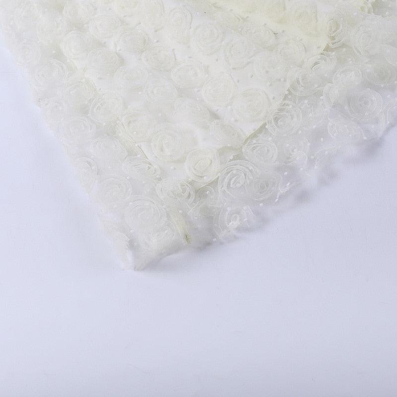Bustier Sweetheart Ruffle Strap Rosette Organza Mini Dress