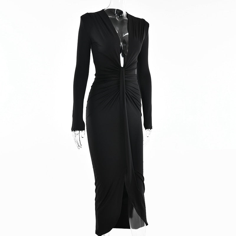 Deep V-Neck Bodycon Dress