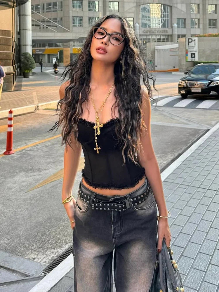 Folds Fishbone Patchwork Strapless