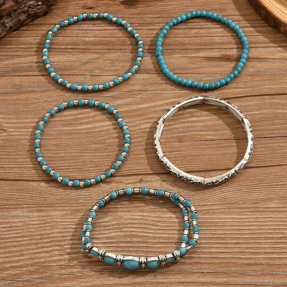 Turquoise Beaded Stacking Bracelet Set