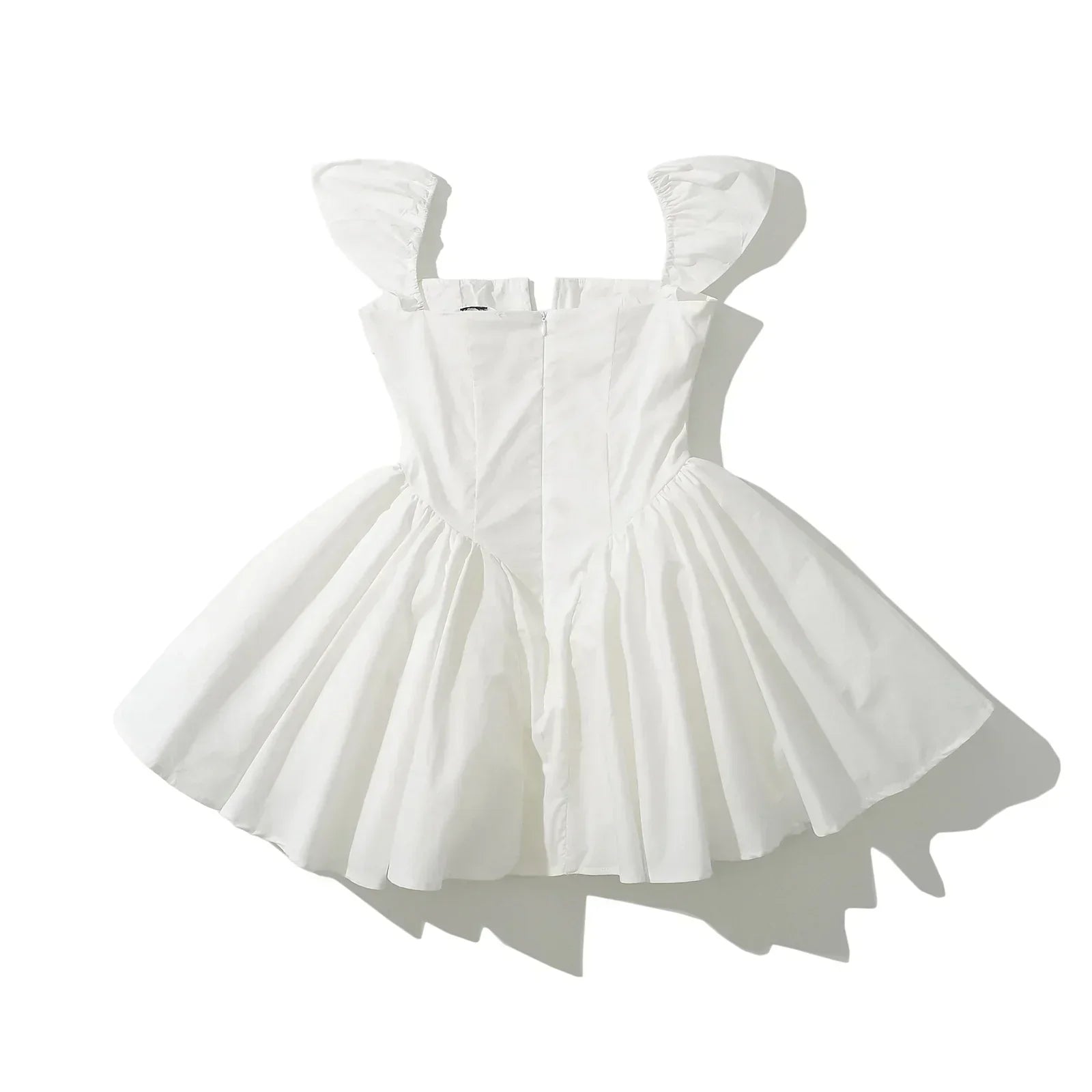 Sweetheart Cap Sleeve Button Front Fit and Flare Mini Dress