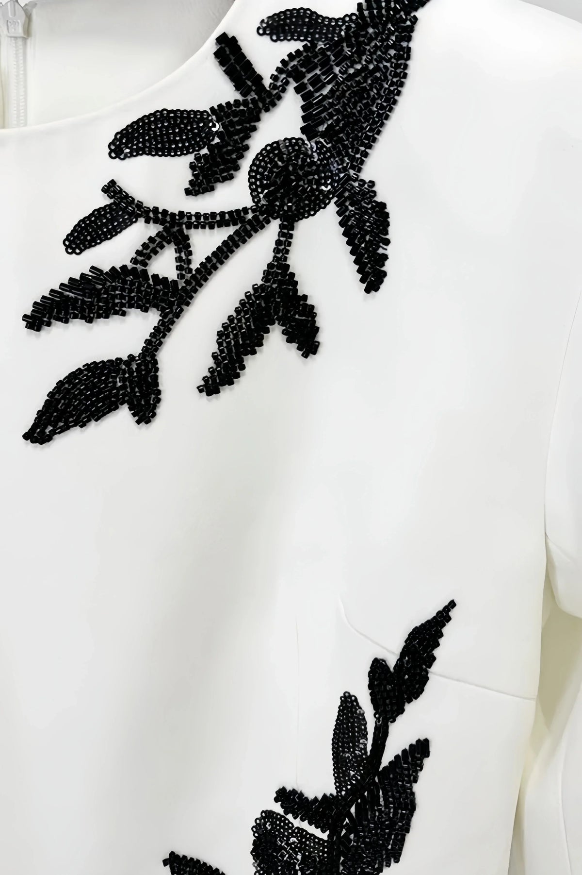 Floral Applique Crew Neck Long Sleeve High Split Maxi Dress 4