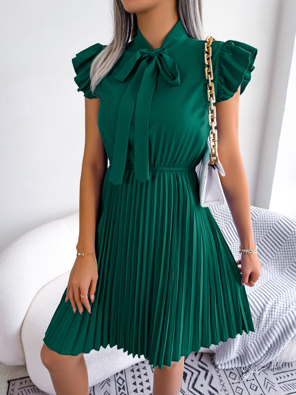 Narin Elegant Pleated Dress for Women Wedding Guest Look