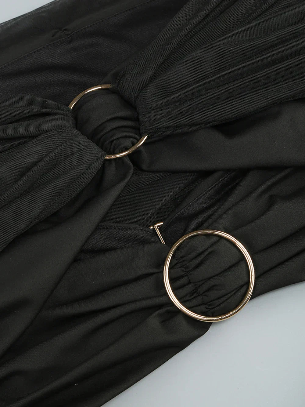 Off The Shoulder Mesh Folded Scarf Maxi Dress - View 6
